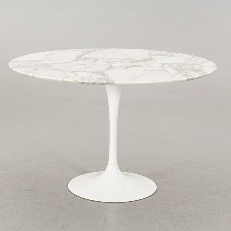 Orren Ellis Catha Genuine Marble Pedestal Dining Table Wayfair Canada